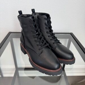 HUSH PUPPIES Women’s Black Kit Combat Boot Size 7.5WWC NWOB